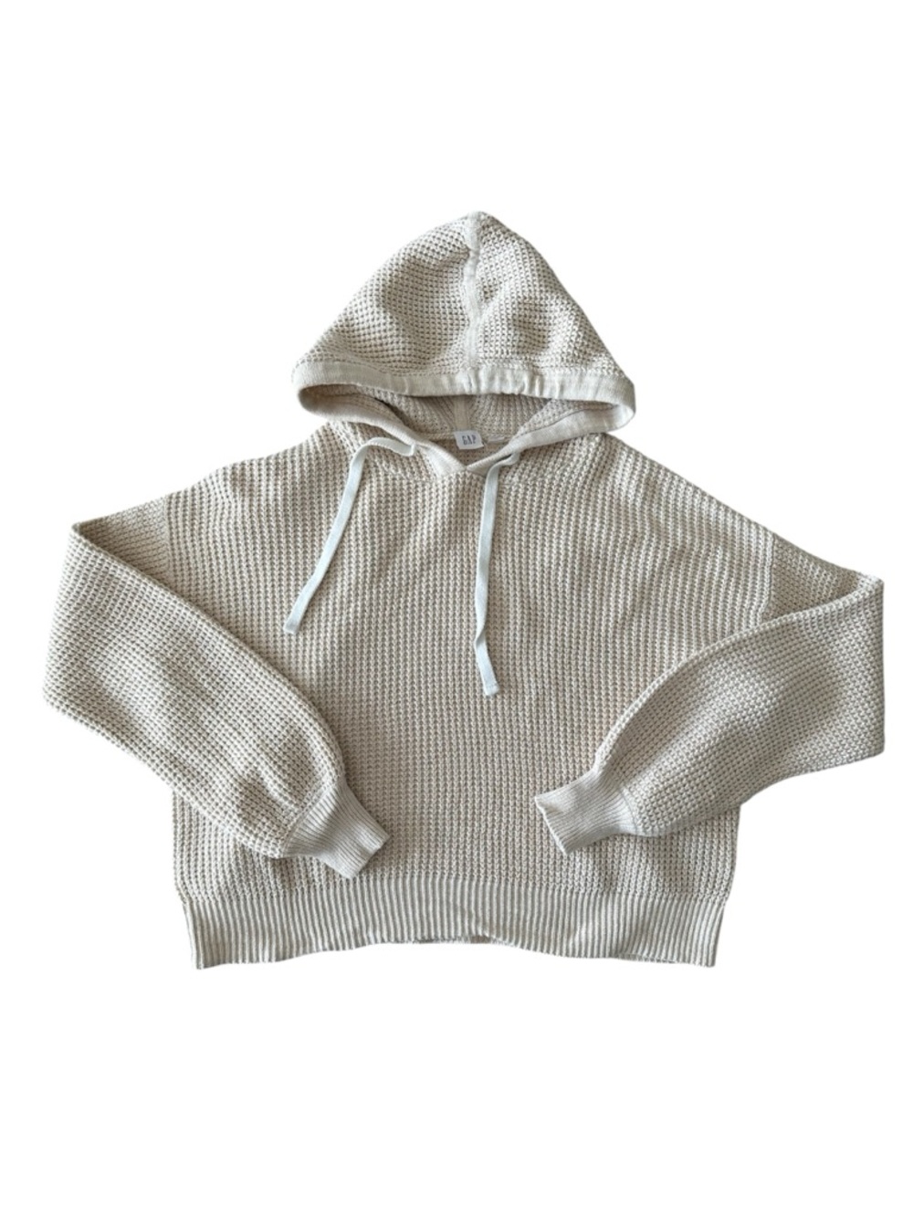 GAP Cream Waffle Knit Hoodie Sweater Size Small
